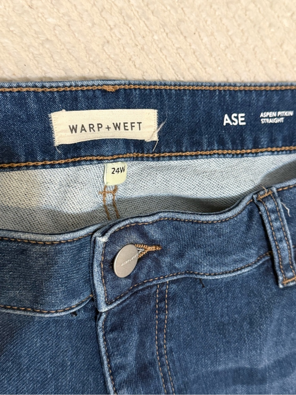 Warp + Weft Women's Straight Leg Jeans in Medium Blue - Picture 6 of 7